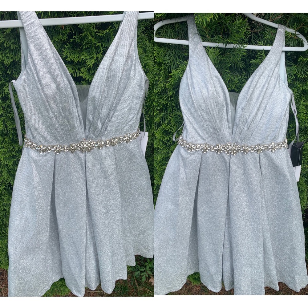 Silver shiny party dress